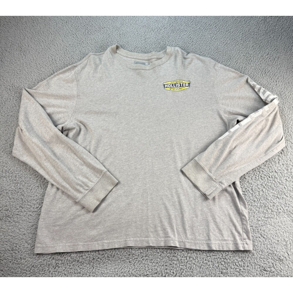 Vintage Y2K 90s Hollister Co Surfboards Long Sleeve Shirt Men’s XL Gray Distress